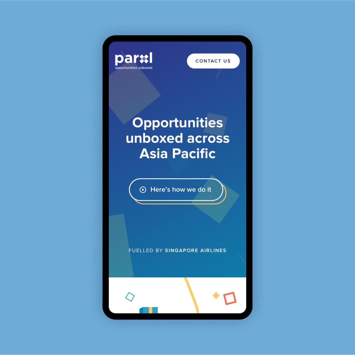 Parxl Project Mobile Homepage Design Image